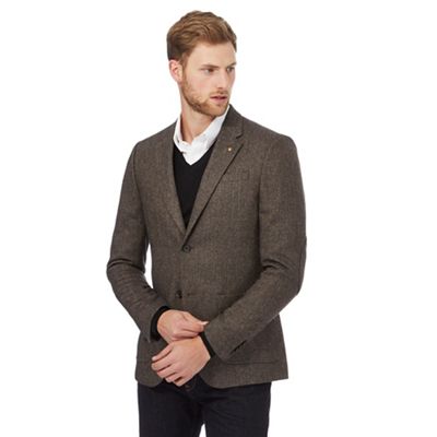 Big and tall taupe donegal blazer